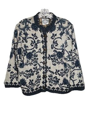 Sugar Street Weavers Tapestry Jacket Floral Button Up Shacket Women's Size Small